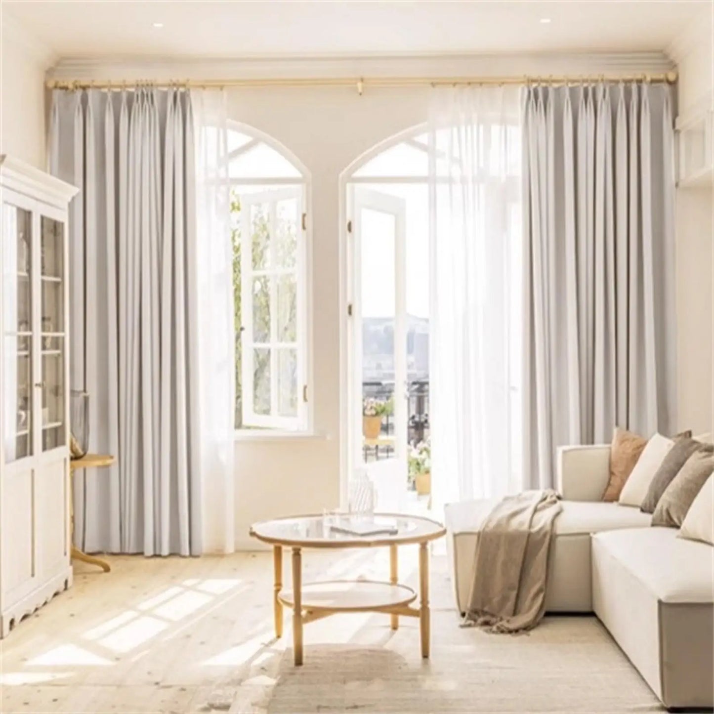 2PCS Linen Weave Curtains for Bedroom Vintage Pinch Pleated Light Window Draperies Privacy for Living Room Dining Home Office
