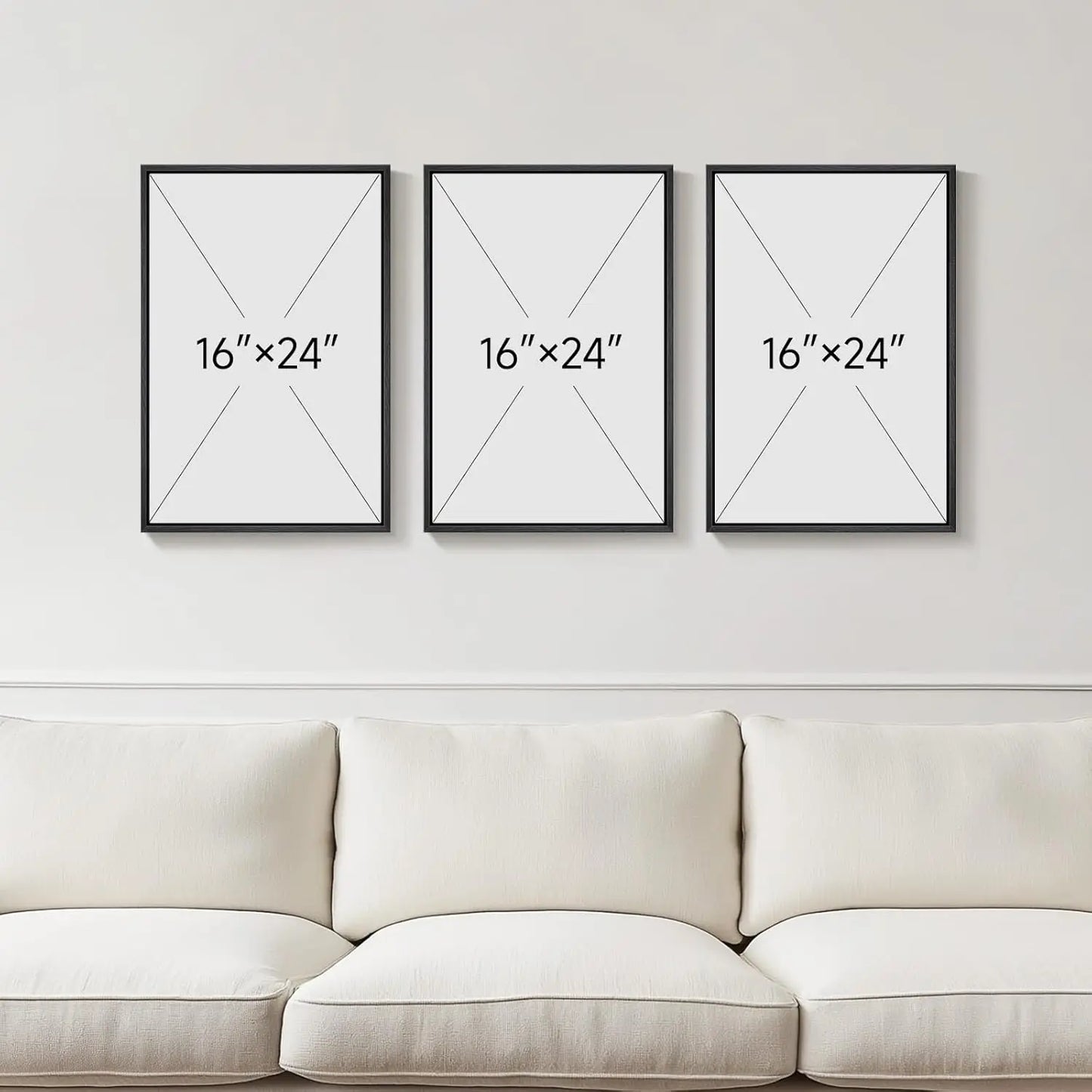 Set of 3 Modern Abstract Canvas Prints in Black and Beige, Neutral Wall Art for Living Room, Bedroom, Office Decor 16x24 Inch