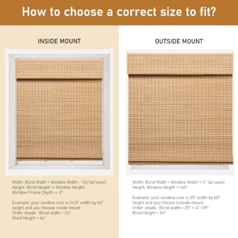 CoeBamboo Roman Shades Blkout Naal Bamboo Blinds for Indoor ows Roll Up Blind Priy Shade for Home Office Door UV Resnt and Easy