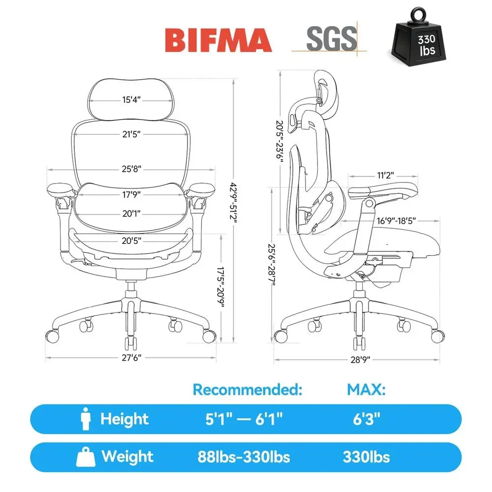 Doro C300 Pro V2 Ergonomic Office Chair, FullBody Adaptive Support 8D Armrests amp Breathable Mesh, Comfy High Back Computer Designed