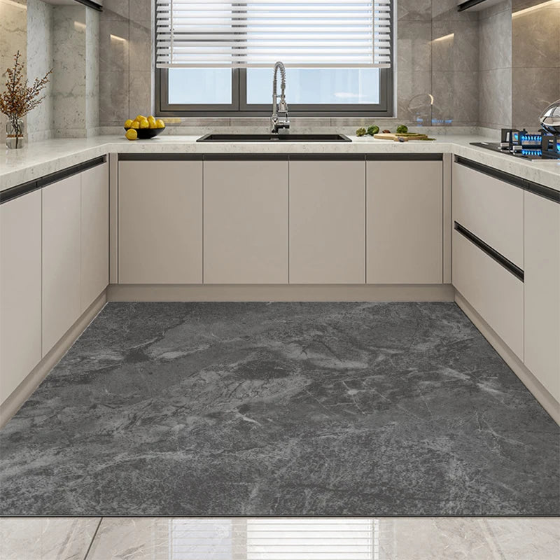 Marble Pattern Kitchen Carpet Stone Pattern Foot Mat Gray Black Dirty Resistant PVC Rug Waterproof Anti-Slip Art Floor Mat Ковер