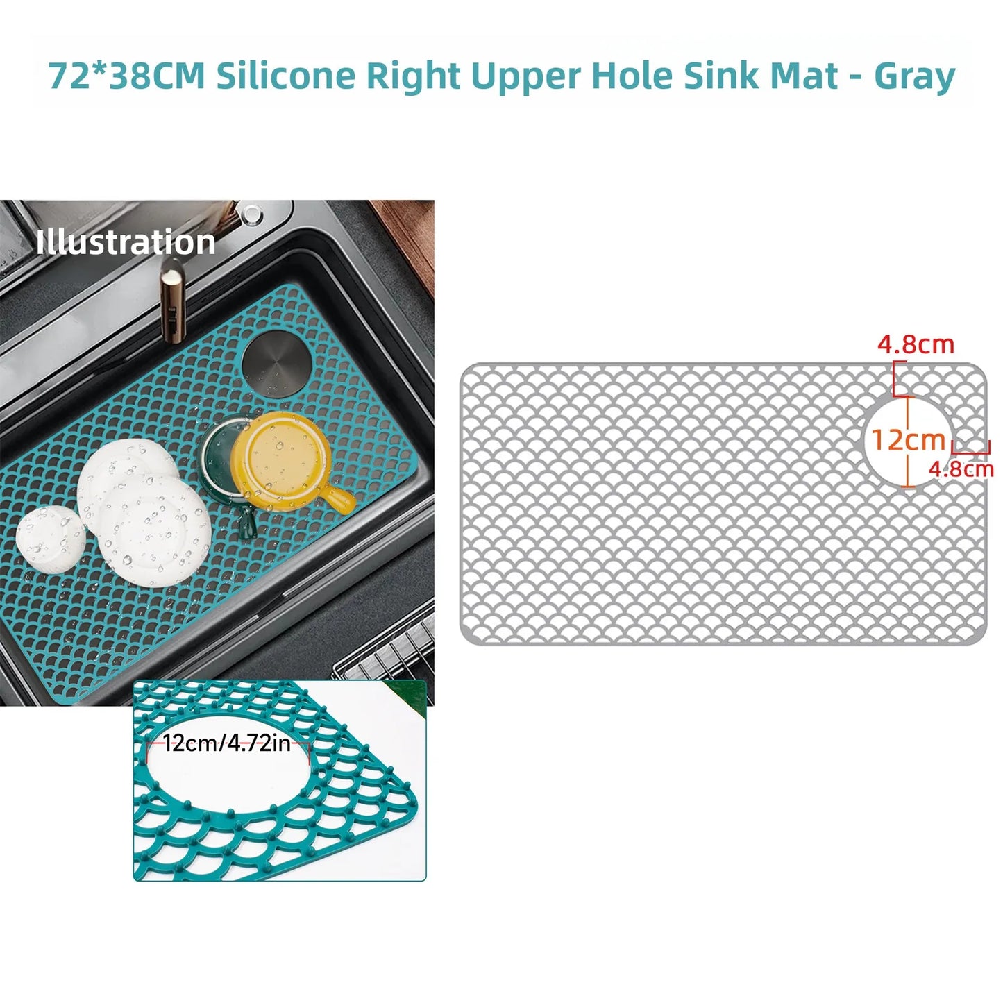 Kitchen Sink Silicone Mat Anti-Scratch Honeycomb Pad Dishwashing Basin Hollow Bottom Draining Pad Non-Slip Sink Mat