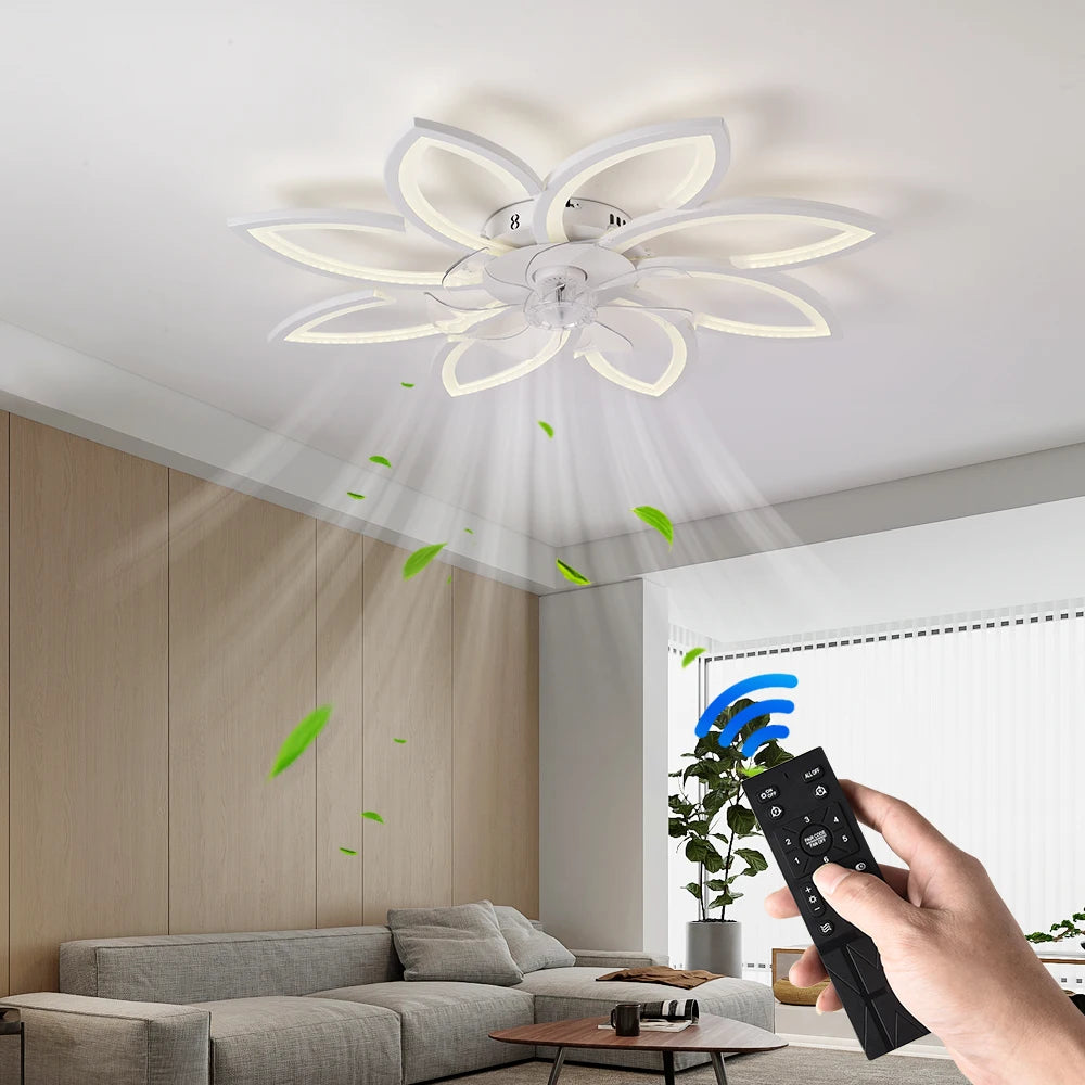Modern Dining Table LED Lamp Ceiling Fan Light Restaurant Bedroom Fan Lamp Remote Ventilator Home Lighting