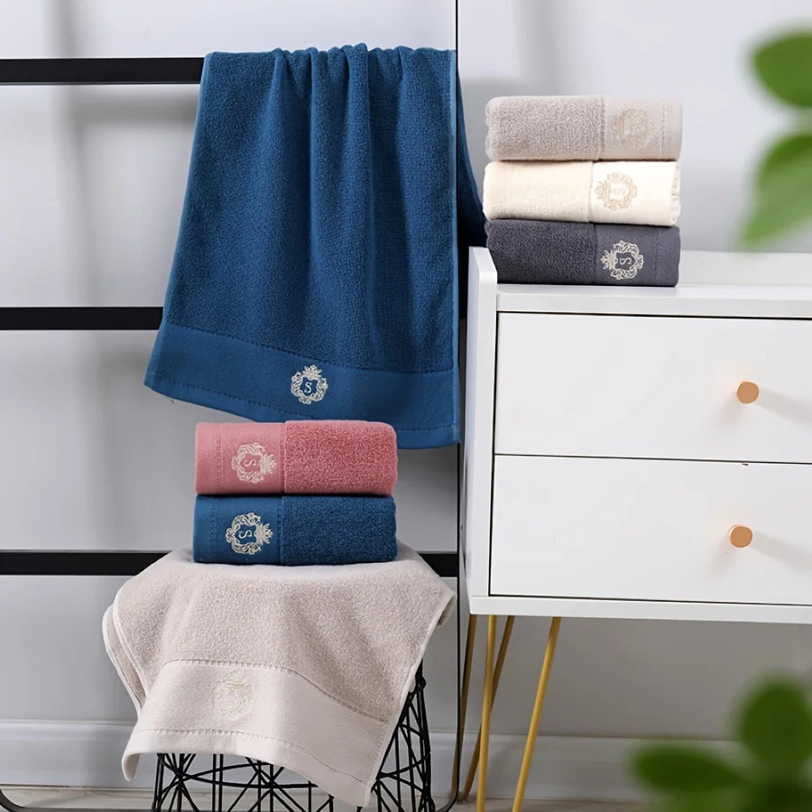 1/5/10pcs Embroidered Cotton Towels Set Oversized Bathroom Bath Hand Face Towels 34x74cm/70x140cm Sport Towels Gift Toallas