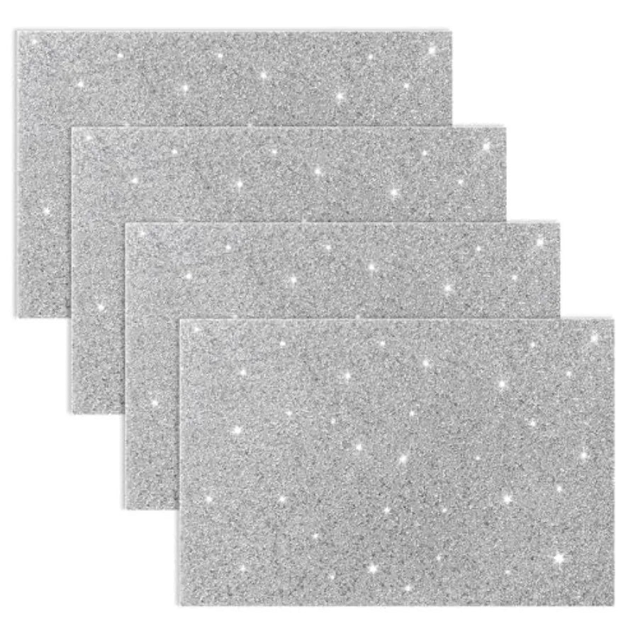 Placemats Set of 4 for Dining Table Heat Resistant Waterproof Rhinestones Decoration Table Mat Rectangle Placemats 12 x 18 inch