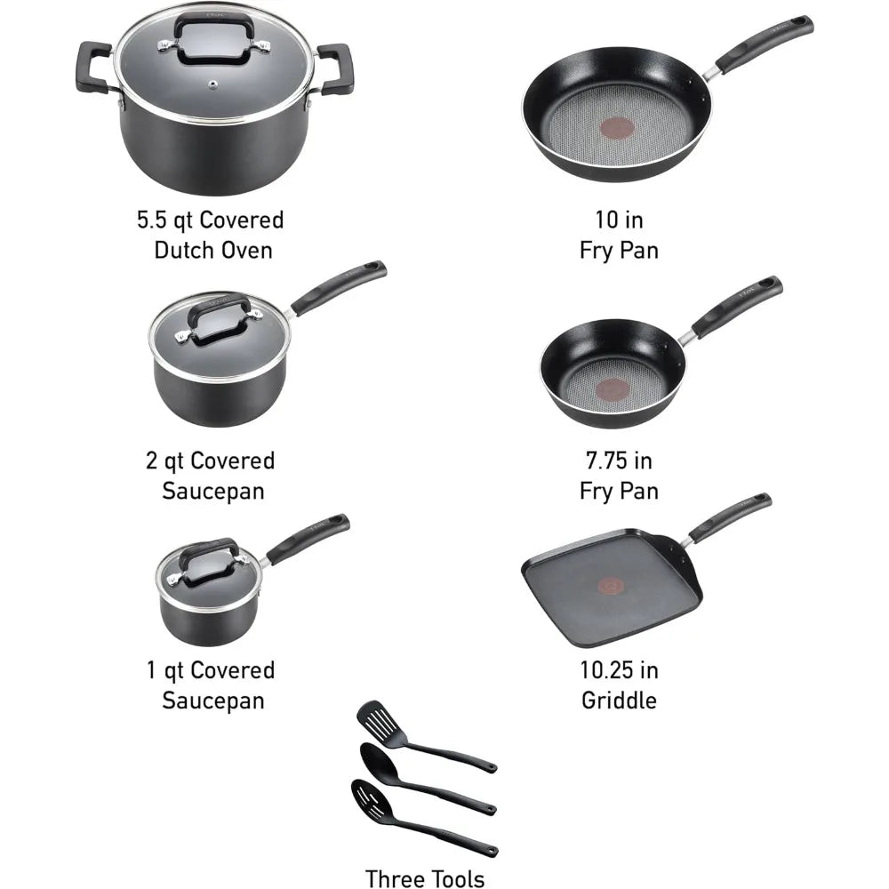 US Shipping Nonstick Cookware Set 12 Piece Pots and Pans Kitchen Set Fry Pans Saucepans Saute Pan Dutch Oven Griddle Oven