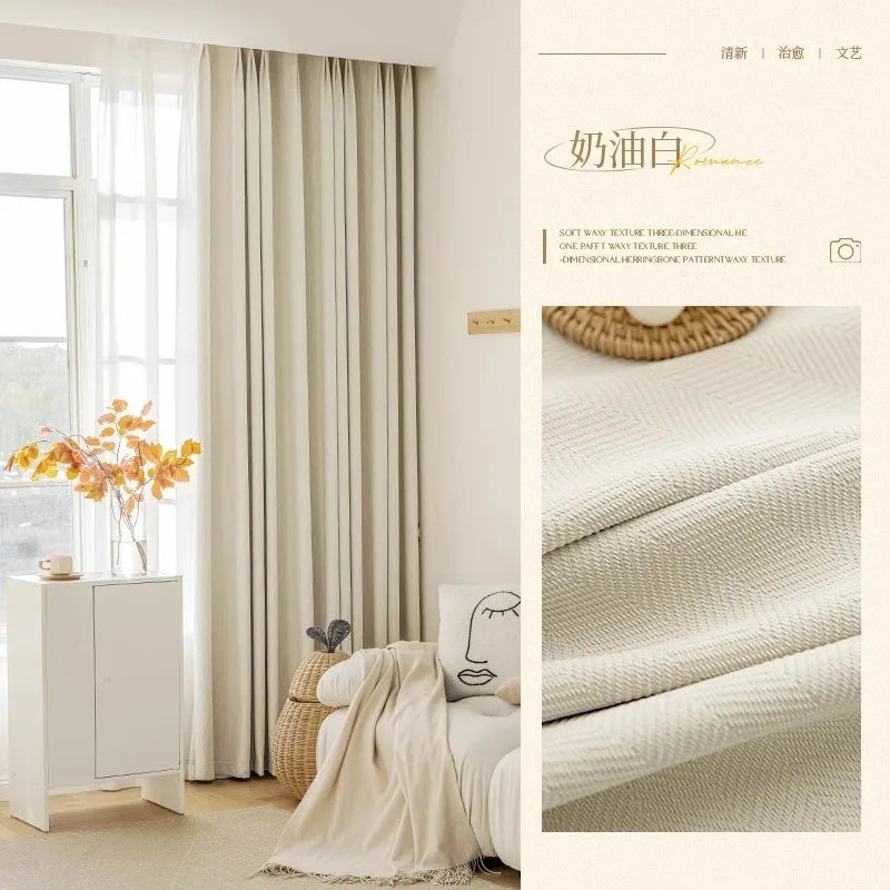 Modern Simple Jacquard Chenille Curtains for Living Room Bedroom Matcha Green Fabric Blackout Thickened Textured Luxury Custom