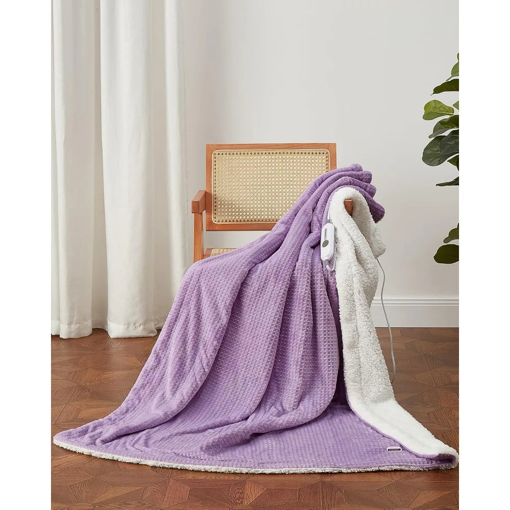 Garvee Ultra Soft Double-Sided Flannel Autumn Winter Blanket Heated Throw Blanket for Warm Bed Solid Cozy Nap Throw Electric Blanket for Sofa