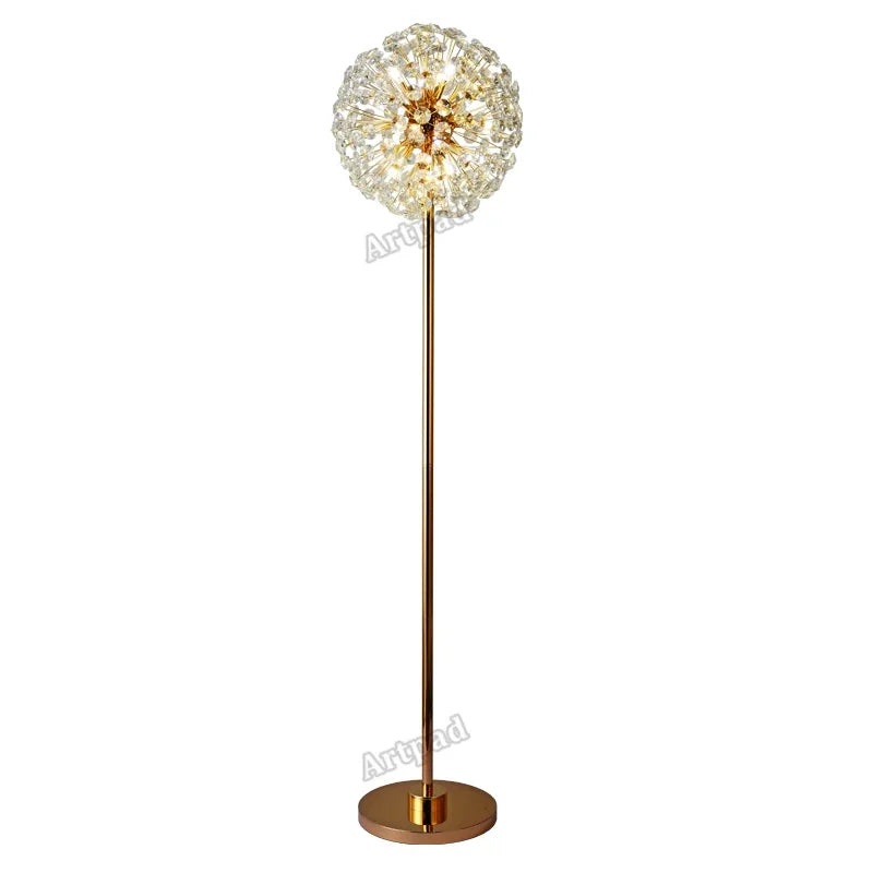 Nordic Floor Lamp LED Crystal Desk Lamp Living Room Bedroom Salon Indoor Lighting Sunshine Art Deco Luminous Stand Light