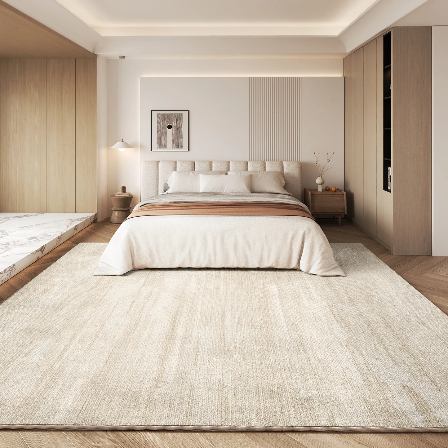 Cream Style Bedroom Decor Plush Carpet Thick Anti-slip Lounge Floor Mat Large Area Carpets for Living Room Fluffy Soft Study Rug
