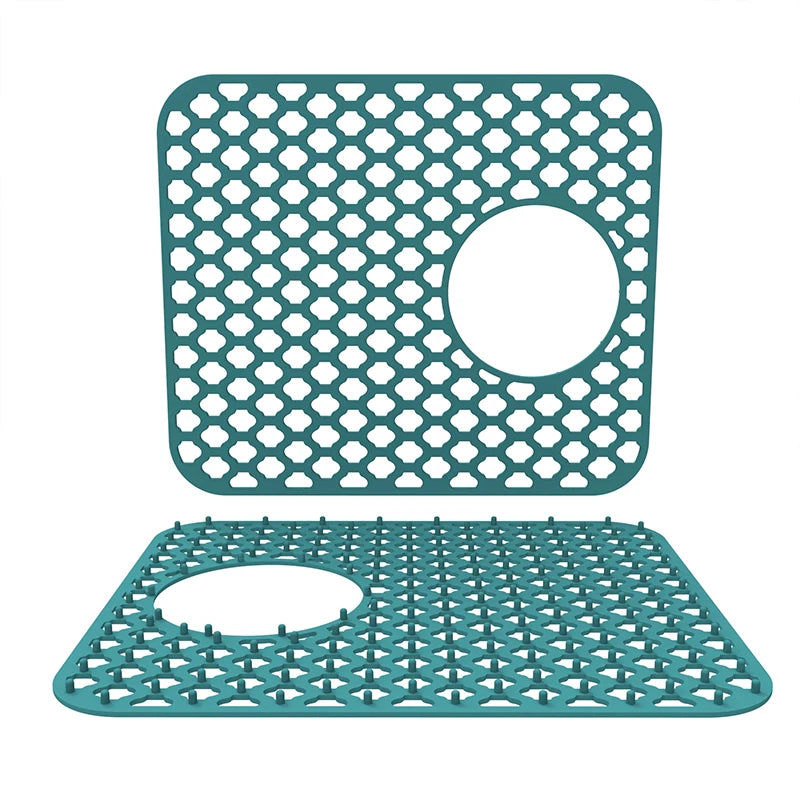 Kitchen Sink Silicone Mat Anti-Scratch Honeycomb Pad Dishwashing Basin Hollow Bottom Draining Pad Non-Slip Sink Mat
