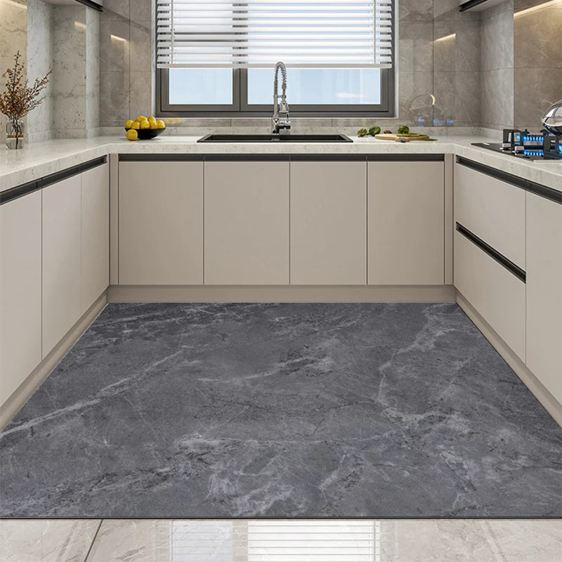 Marble Pattern Kitchen Carpet Stone Pattern Foot Mat Gray Black Dirty Resistant PVC Rug Waterproof Anti-Slip Art Floor Mat Ковер