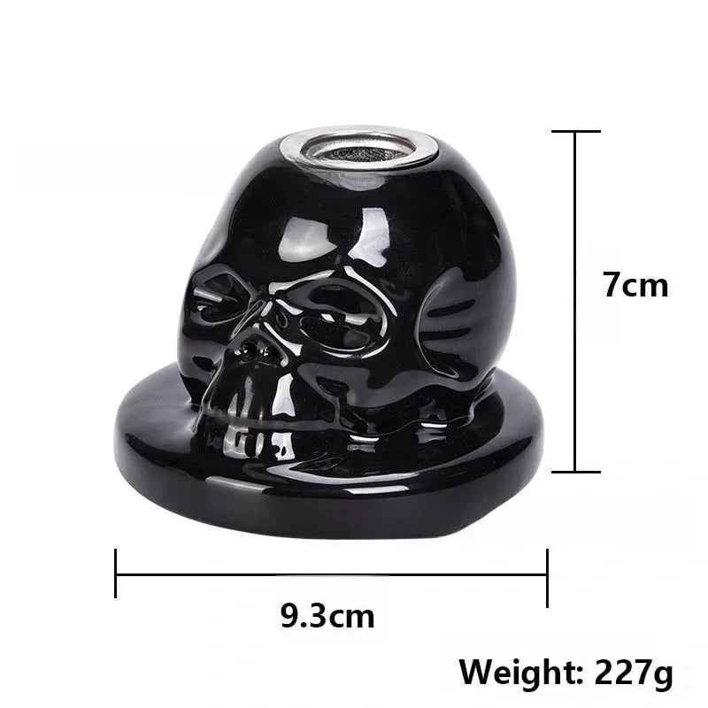 Skull-Shaped Ceramic Cocktail Smoking Kit–4-Flavor Wood Chips Set for Whiskey & Craft Cocktails, Unique Gift for Bar Enthusiasts.