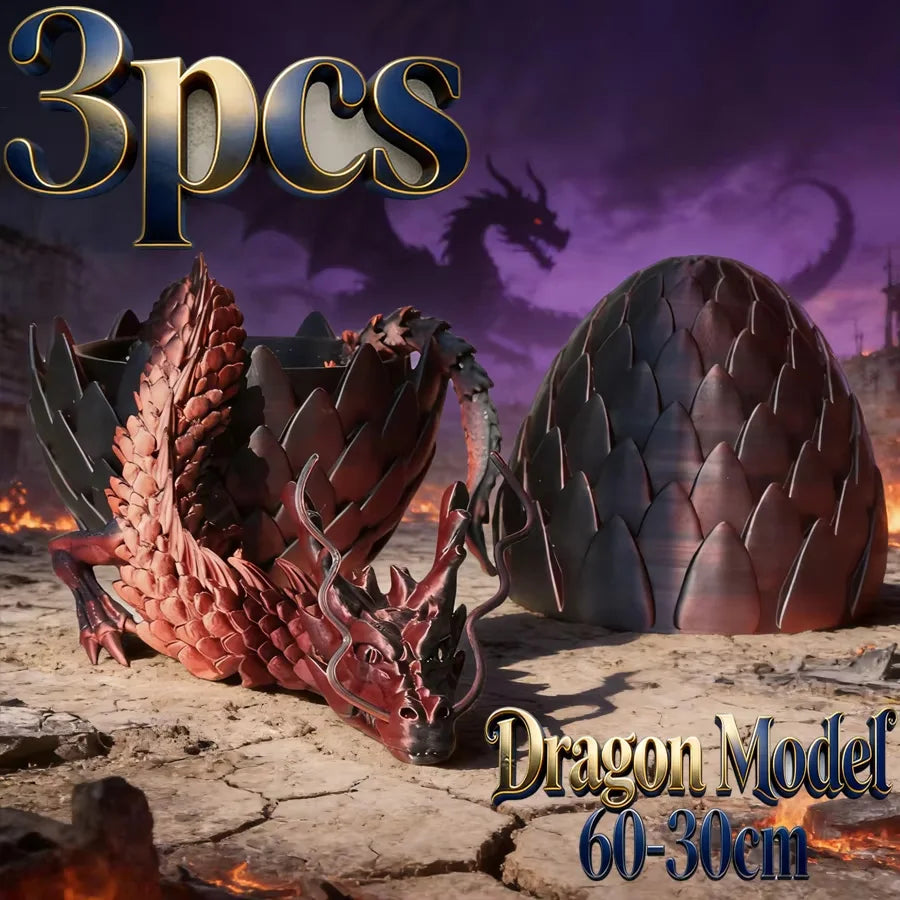 3D printed giant egg, 7in scale, with a 24in dragon; large decorative gift, suitable for parties, Easter