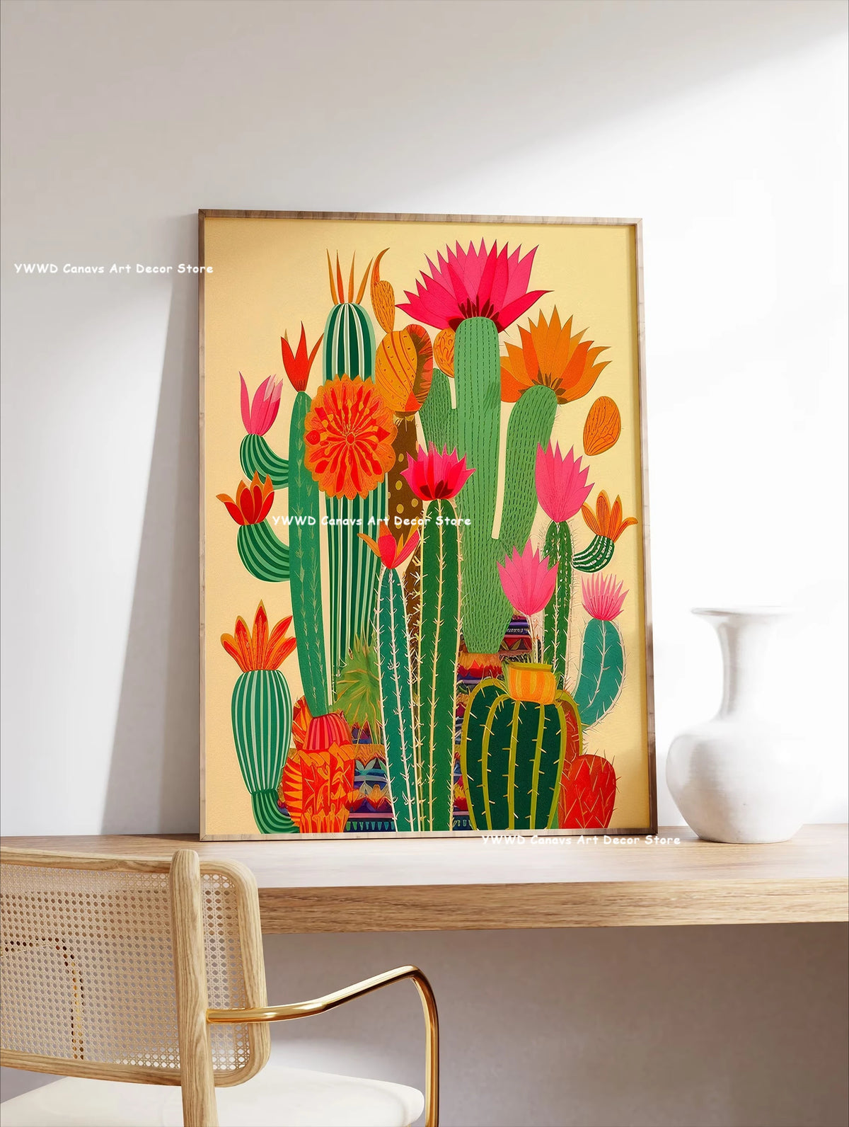Bohemian Cactus Desert Canvas Poster Mexico Smallest Architectural Artwork Western Plant Wall Art Print for Modern Home Decor