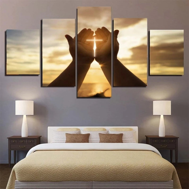 World Map Canvas Painting Flowers Landscape 5 Panel Poster Living Room Bedroom Decoration Art Prints Home Decor Wall Pictures