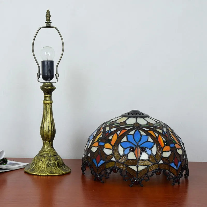 European Creative Tiffany style Stained Glass Living Room Dining Room Bedroom Bedside Bar Pastoral Grape Retro Table Lamp