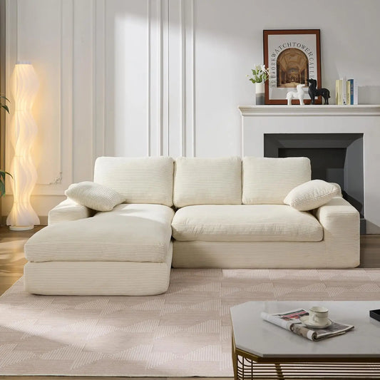 99'' Extra Deep Cloud Futon Couch Modular Sectional Sofa with Sleeper Chaise L-Shaped Big Comfy Customized Sofa