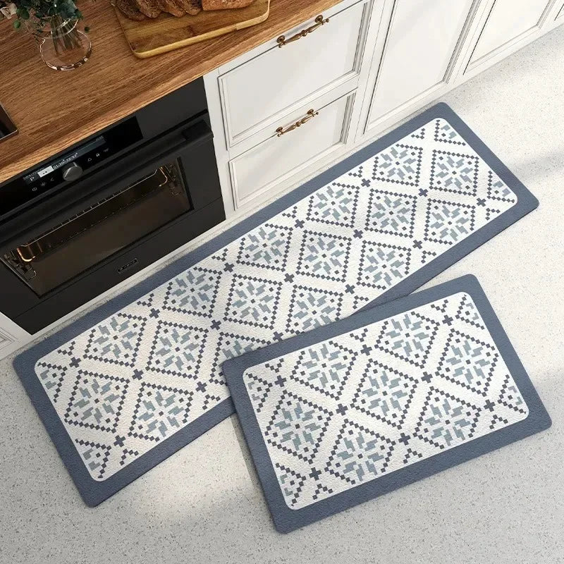 Kitchen Pvc Floor Mat Leather Waterproof Non-slip Carpet Oil-proof Foot Mats Pink Flower Pattern Home Decoration Rug Vinyl Rugs