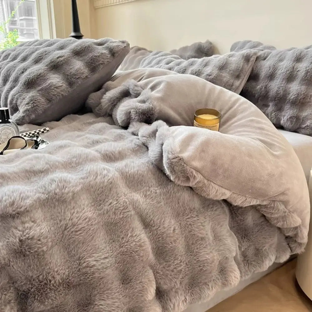 1pc Faux Rabbit Fleece Blanket - Weighted 6 lbs Faux Rabbit Fleece Blanket - Bedspread Cozy Soft Best Blanket For US
