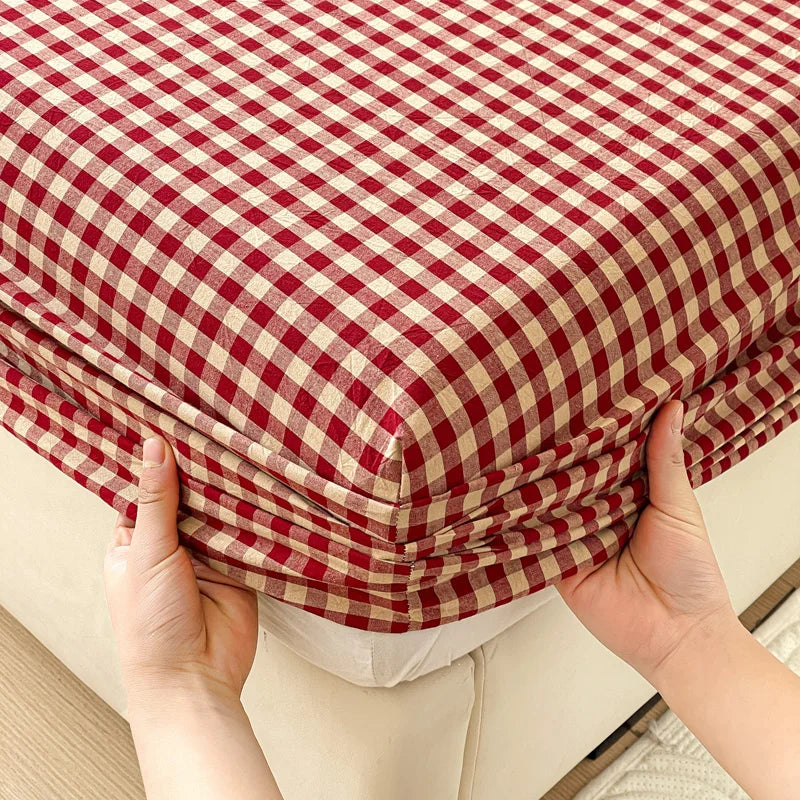 Pure Cotton Fitted Sheet Adults Kids Room Bedsheets Single/Twin/Queen/King Size Bed Cover Soft Mattress Protector