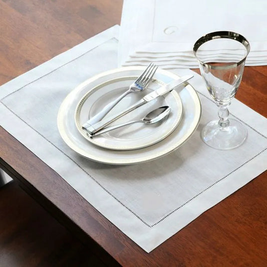 12 Pieces Hemstitched Linen Napkins Nature Color Dinner Napkins Washable Flax Cloth Place Mat