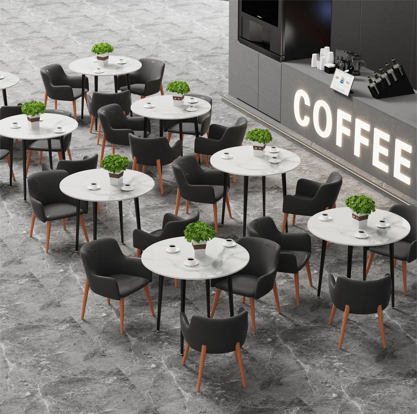 Modern Round Kitchen Dining Table Marble Top 80cm Diameter Living Dining Room Restaurant Island Table for 4 Seat