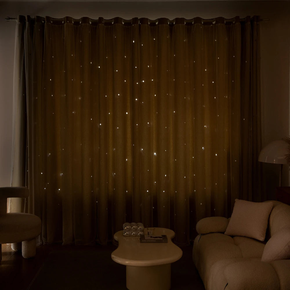 1pc Modern Double Layer Sheer Curtains - Sun Filtering Window Drapes for Living Room & Bedroom
