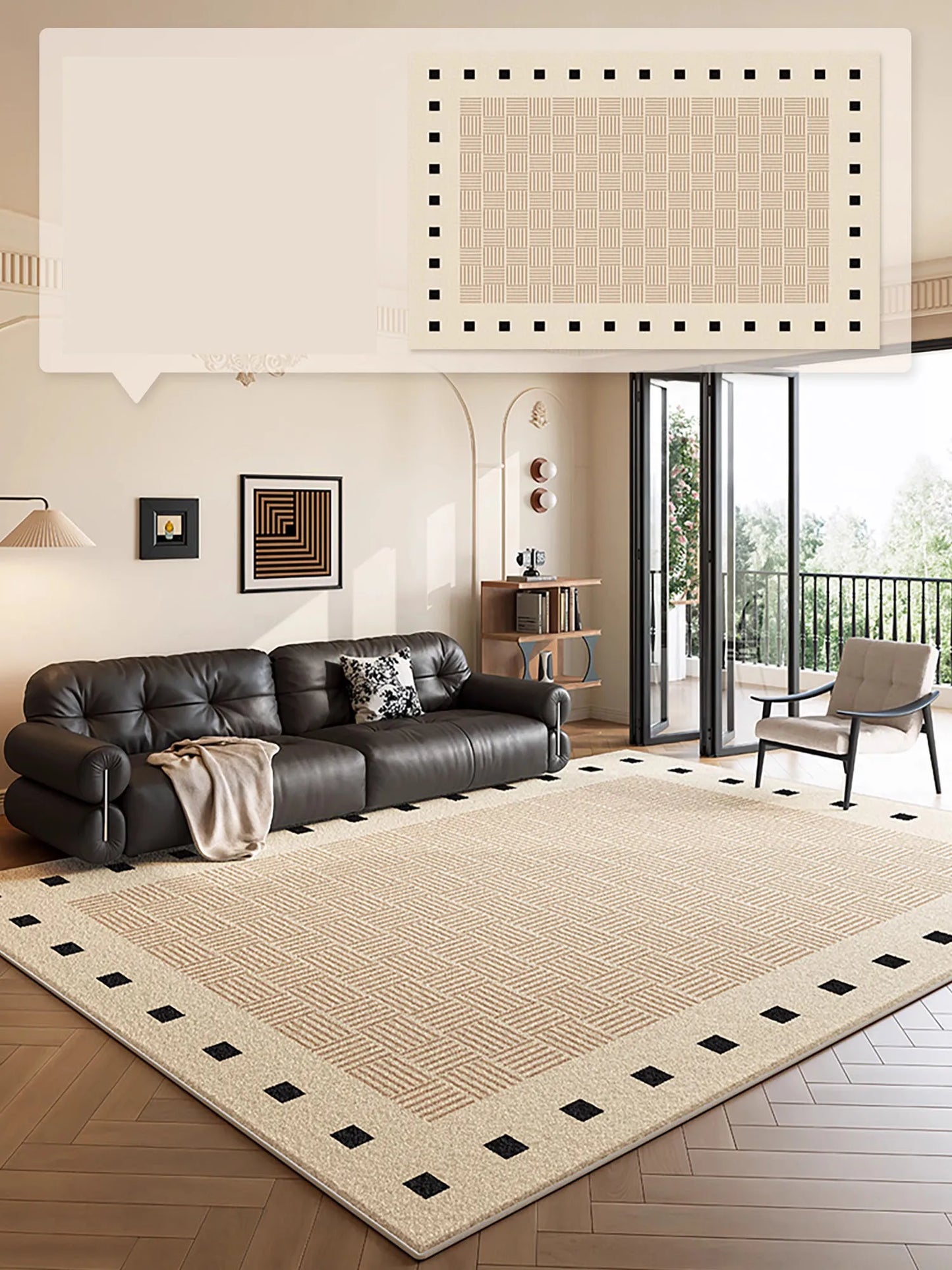 Modern Simple Living Room Carpet Advanced Geometric Pattern Bedroom Rug Large Area Light Luxury Home Decoration Coffee Table Mat