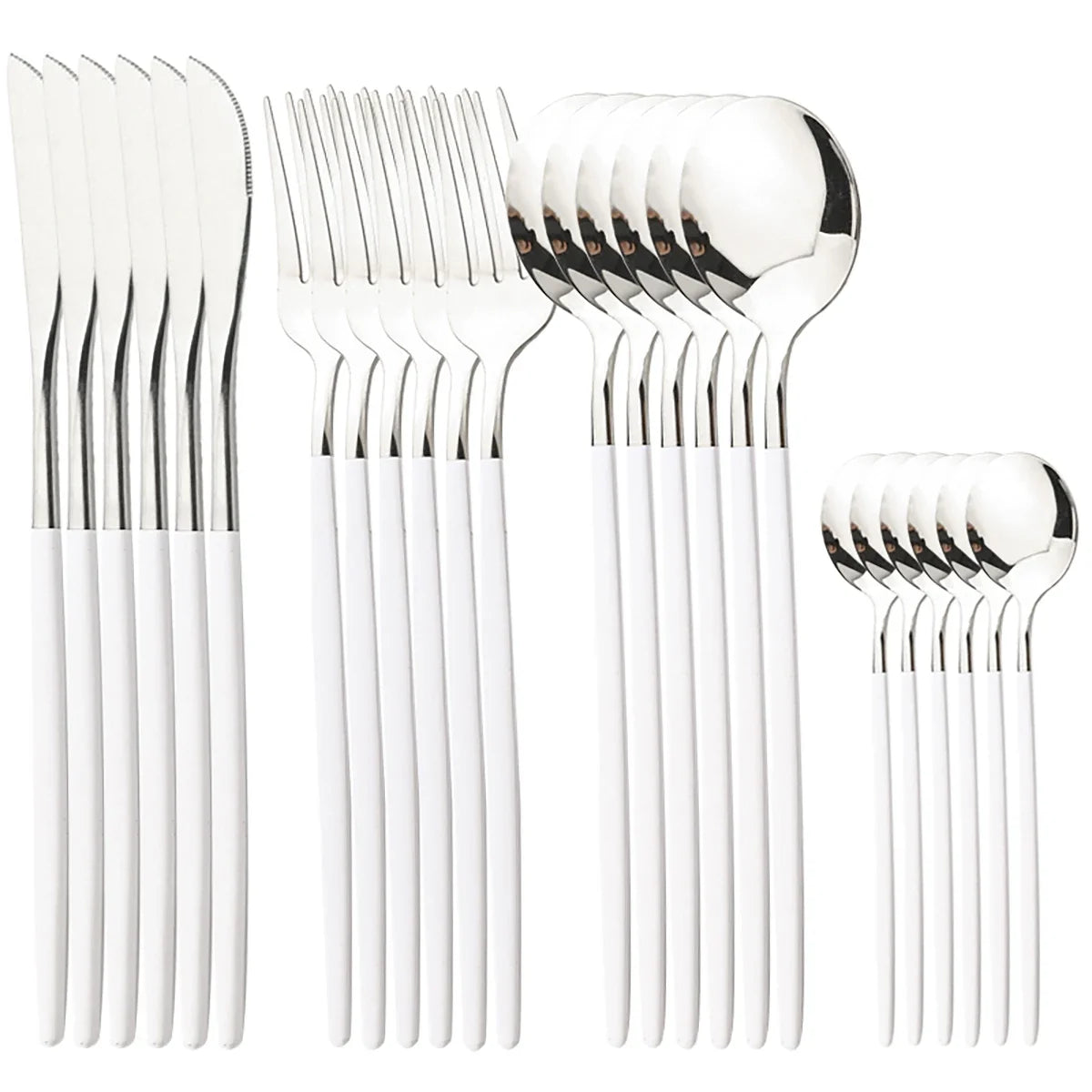 24Pcs Tableware Sets Stainless Steel Cutlery Spoon Fork Knife Mirror Dinnerware Kitchen Western Silverware Gift Box Set Flatware