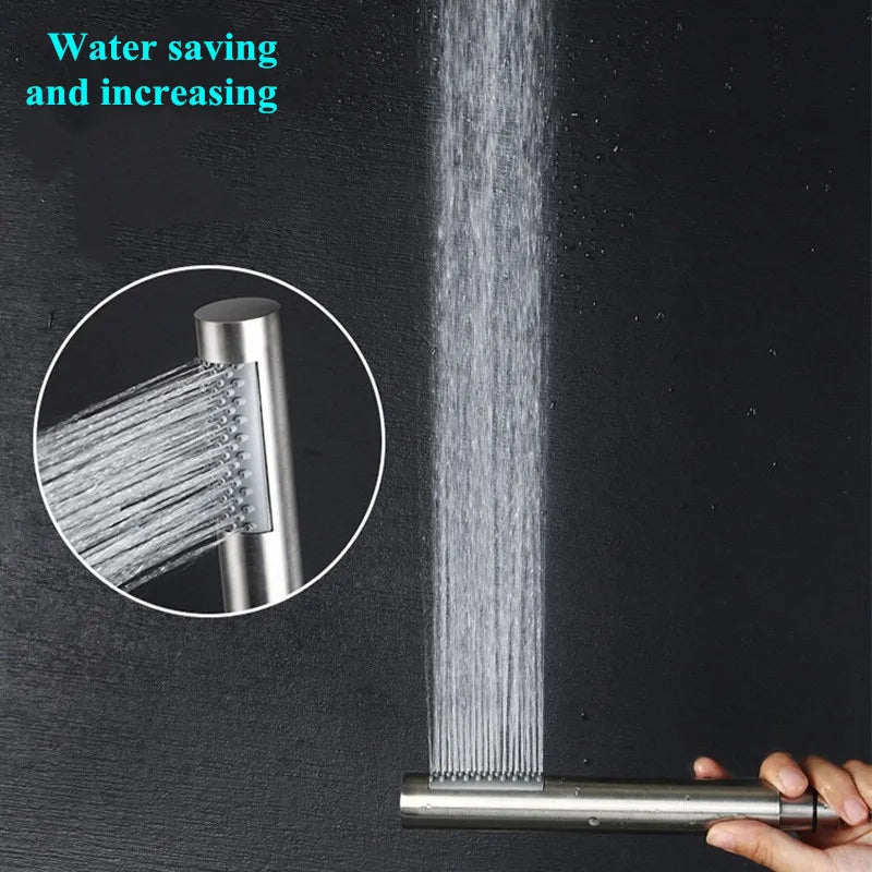 Bourdillat Round Hand Shower Chrome Hand Held Shower Head Wall Mounted Bracket Bathroom Handheld Shower Head 8 Color