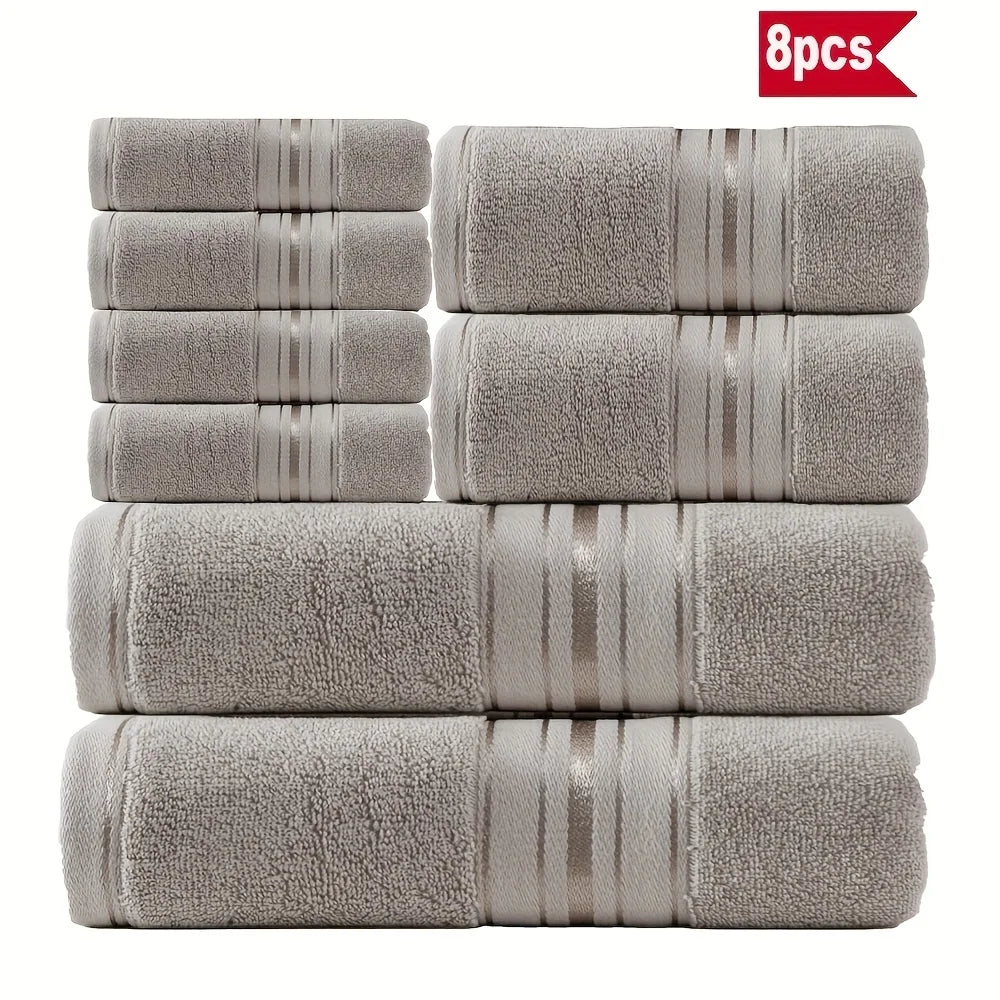 8 Piece Luxury Towel Set – Majestic Plush, Super Absorbent & Quicker-to-Dry, Thick 100% Ring Spun Cotton Towels for Bathroom, Spa & Hotel – 2 Bath, 2 Hand, 4 Washcloths