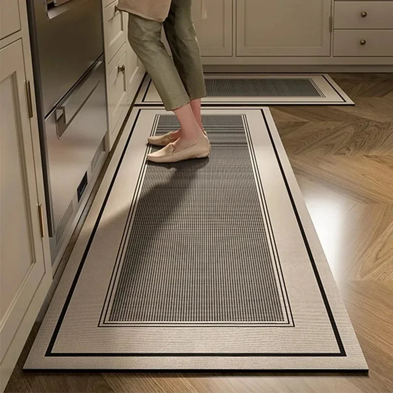 Kitchen Pvc Floor Mat Leather Waterproof Non-slip Carpet Oil-proof Foot Mats Pink Flower Pattern Home Decoration Rug Vinyl Rugs