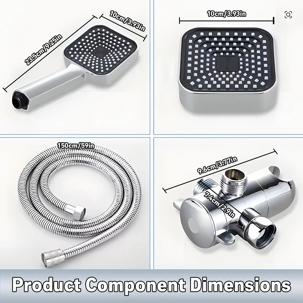 A High-Flow Large Nozzle and Handheld Shower Head,Two-In-One Shower Set, Shower Long Hose, Three-Way Water Distributor Bathroom