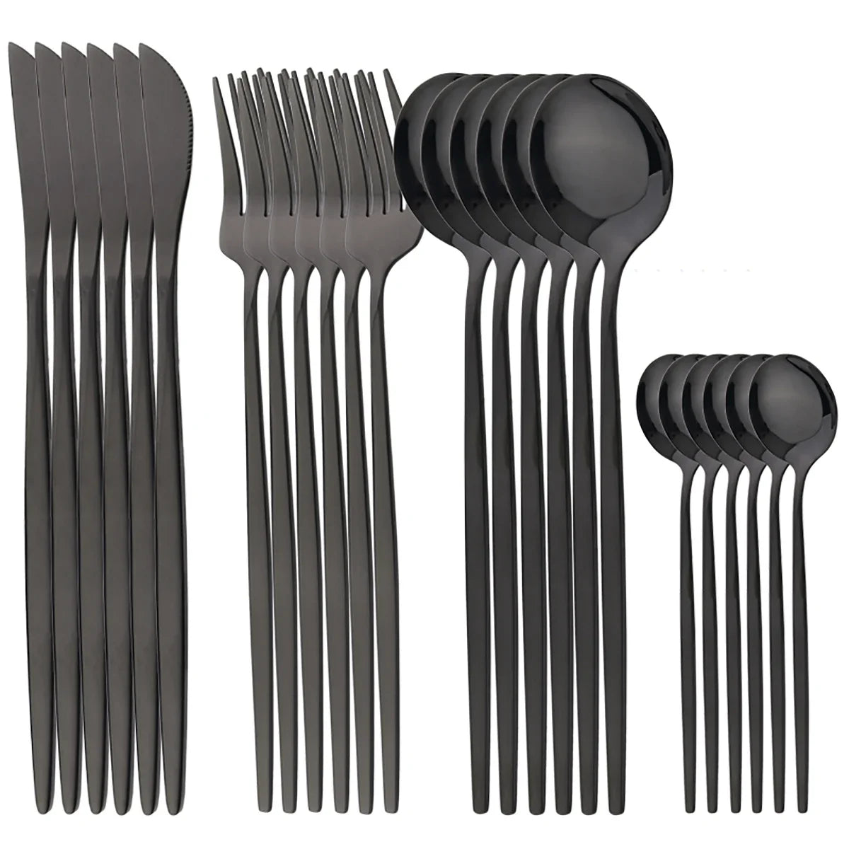 24Pcs Tableware Sets Stainless Steel Cutlery Spoon Fork Knife Mirror Dinnerware Kitchen Western Silverware Gift Box Set Flatware