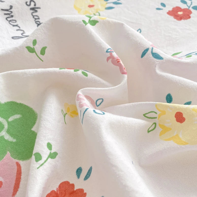 2025 New Bed Hat Print Cartoon Water Clouds Cotton Bedspread Student Mattress Cover Skin Friendly Full Wrap with Elastic Sheet