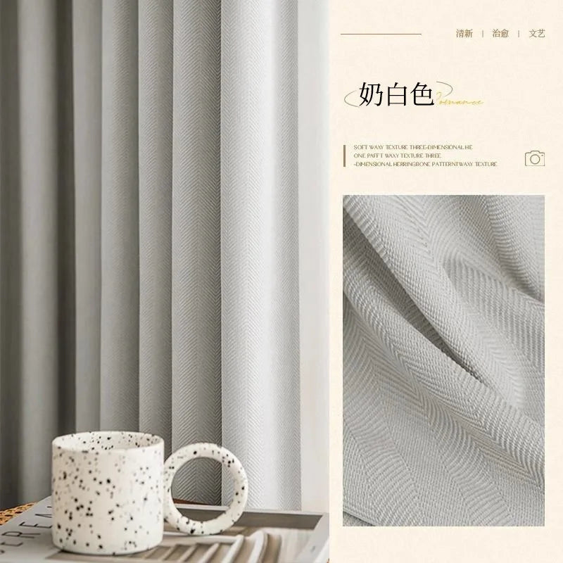 Modern Simple Jacquard Chenille Curtains for Living Room Bedroom Matcha Green Fabric Blackout Thickened Textured Luxury Custom