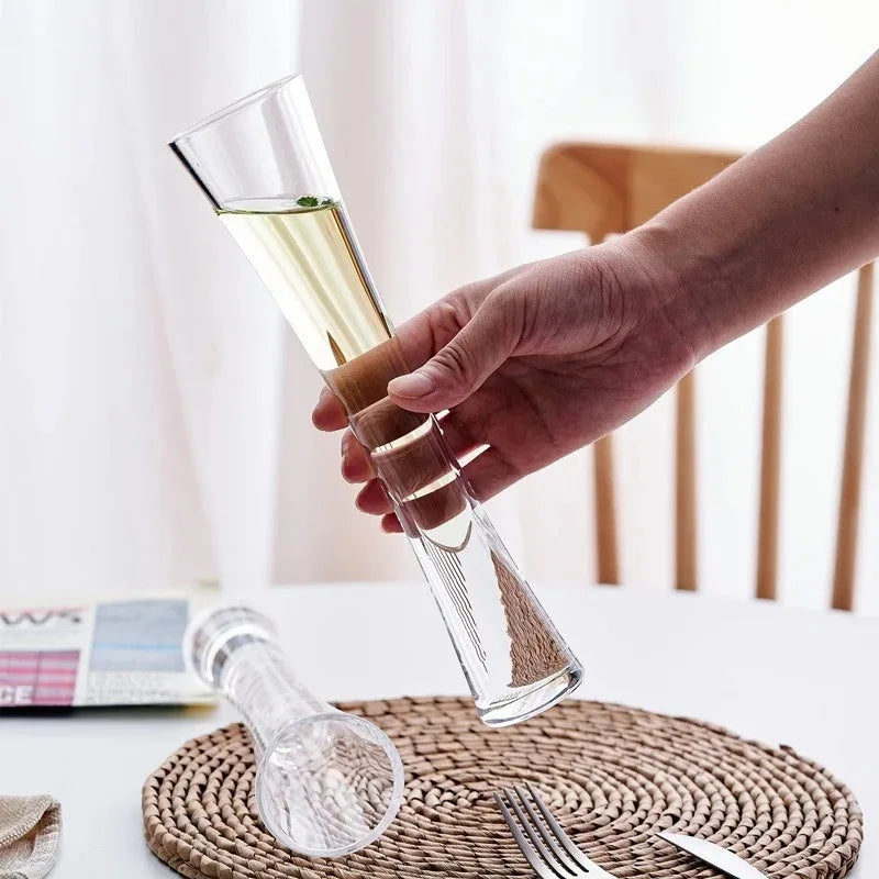 Hourglass Shape Glass Cup Tall Elegant Champagne Flute for Juice Beer Cocktail Home Bar Party Wedding