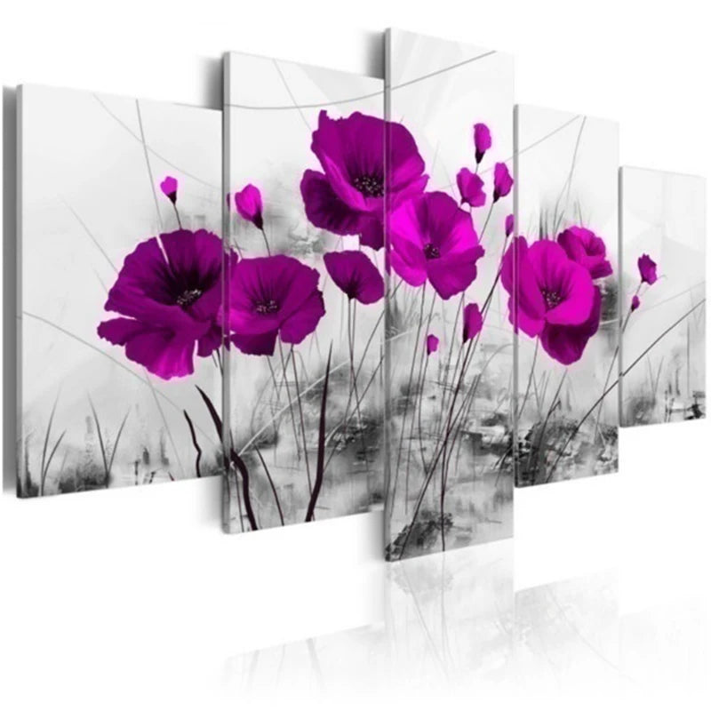 World Map Canvas Painting Flowers Landscape 5 Panel Poster Living Room Bedroom Decoration Art Prints Home Decor Wall Pictures