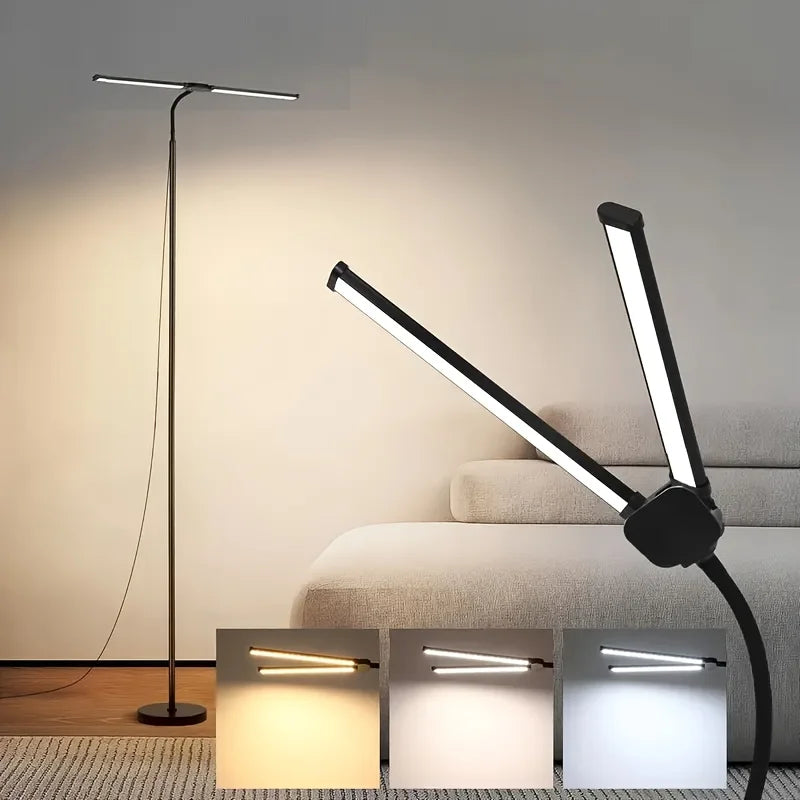 Modern LED Floor Lamp 3 Color Modes 8 Brightness Adjustable Flexible Gooseneck USB Standing Lamp for Living Room Reading Study Workbench