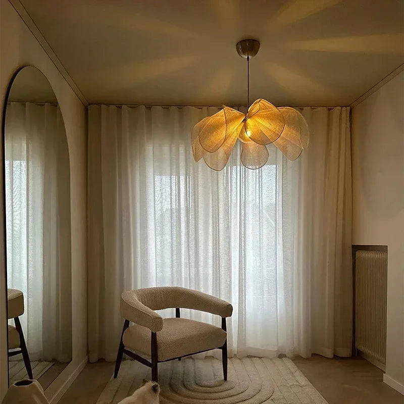 Vintage Fabric Ceiling Pendant Light Wabi Sabi Japan Ceiling Hanging Lamp Living Room Restaurant Hotel Chandelier Mood Light