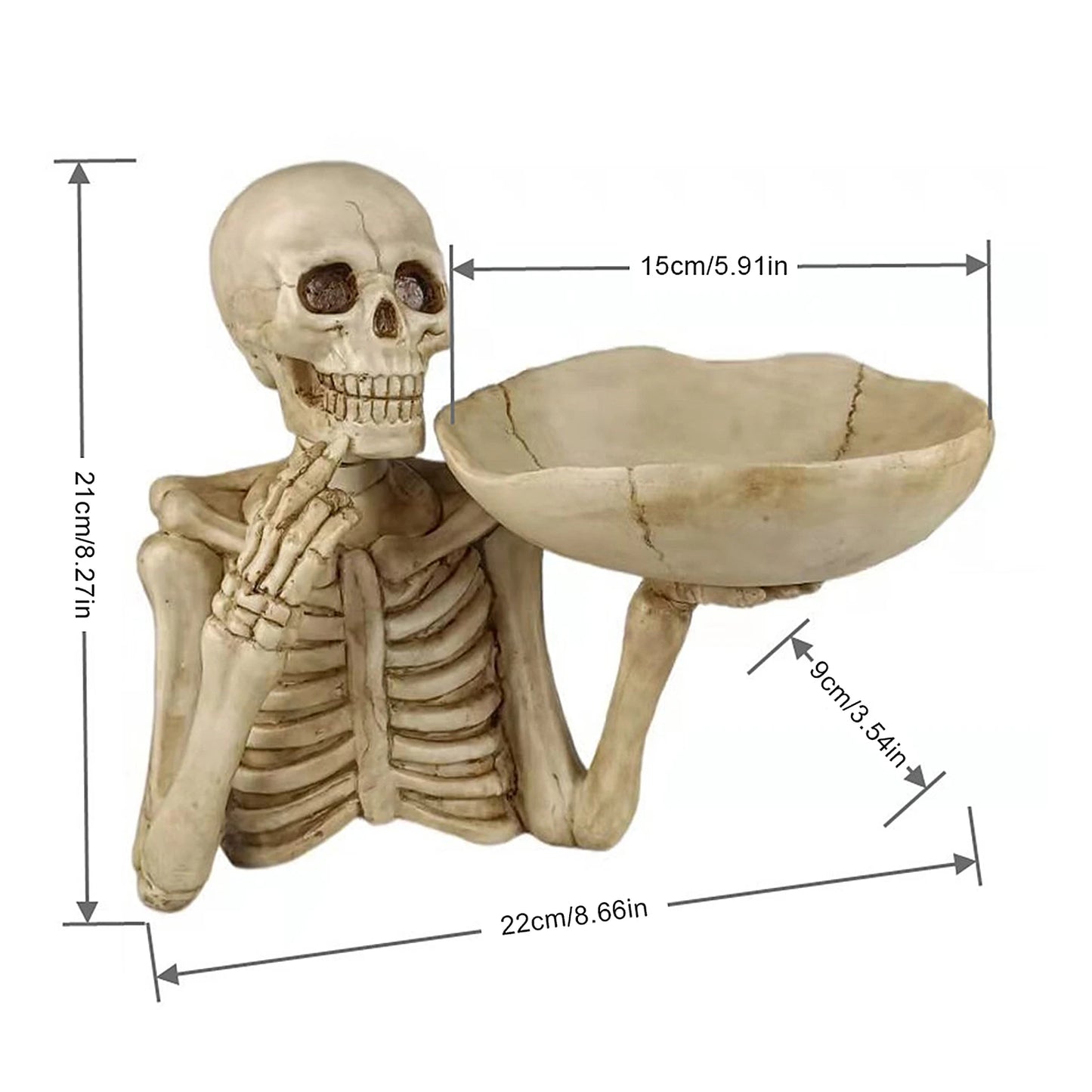 Halloween Skeleton Snack Storage Tray Resin Candy Holder Food Display Bowl for Home Tabletop Party Bar Tray