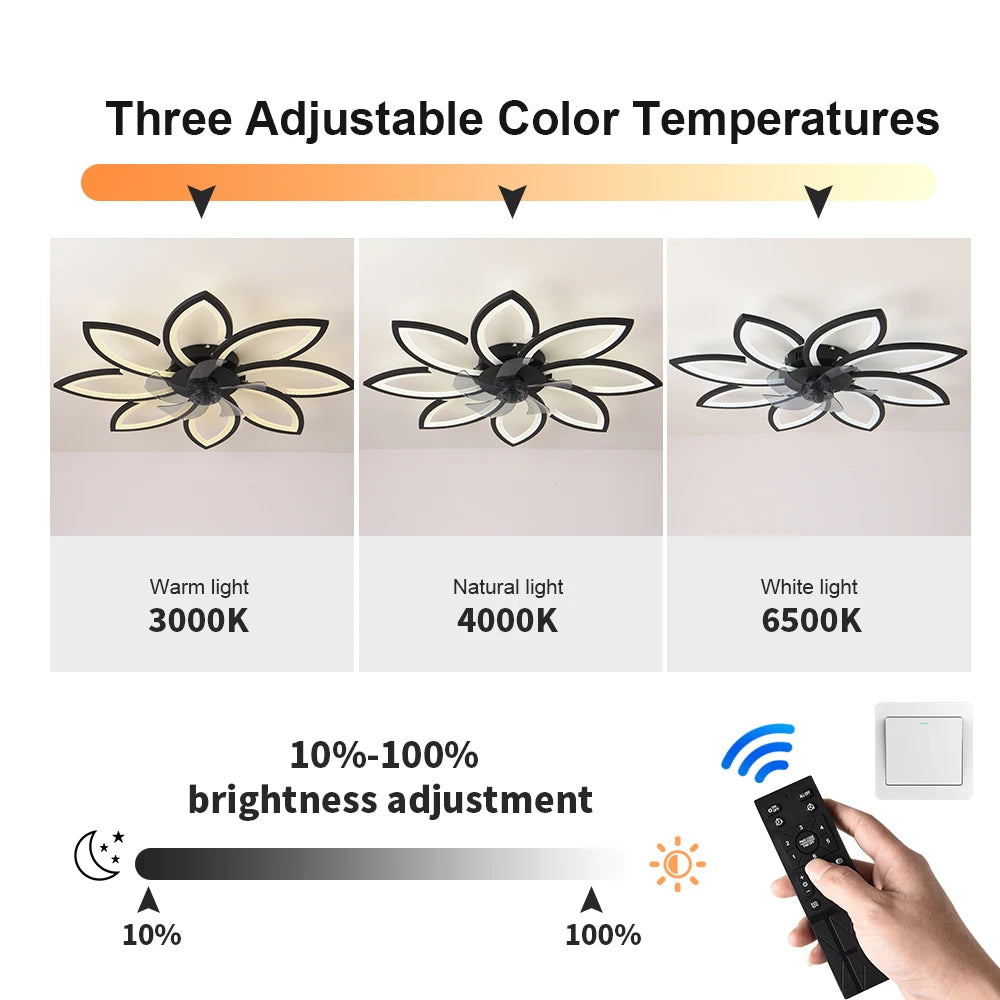 Modern Dining Table LED Lamp Ceiling Fan Light Restaurant Bedroom Fan Lamp Remote Ventilator Home Lighting