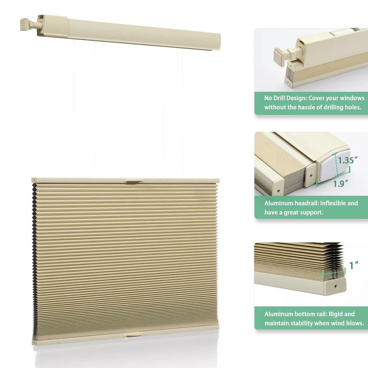 High Quality Wholesale Prices Color-Matched Day and Night No Drill Honeycomb Blinds For Windows