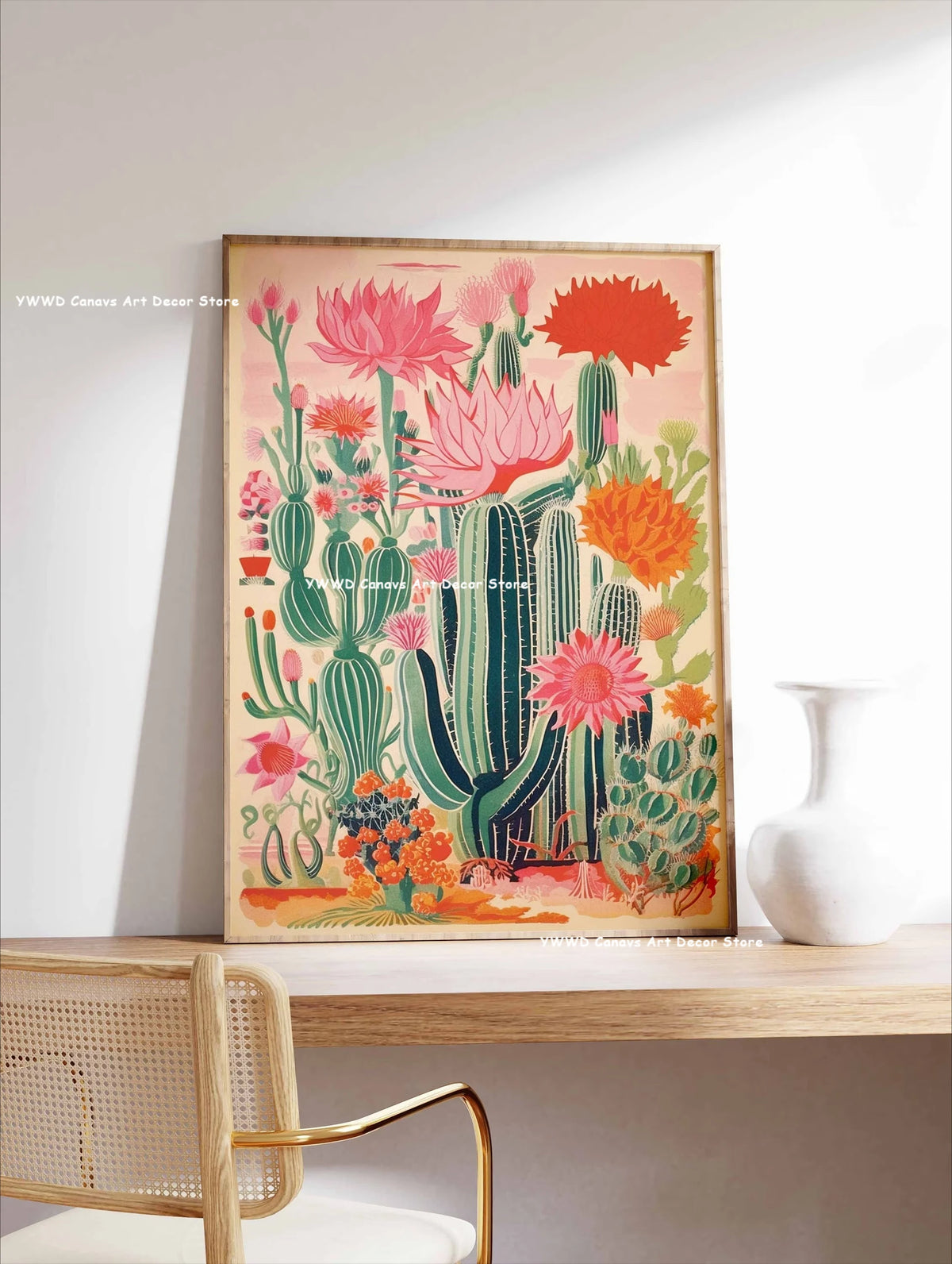 Bohemian Cactus Desert Canvas Poster Mexico Smallest Architectural Artwork Western Plant Wall Art Print for Modern Home Decor
