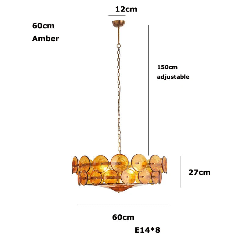 French Retro Brown Glass Pendant Lights Living Room Bedroom Restaurant Kitchen Hotel Luxury Chandeliers Home Decor Lamps Fixture