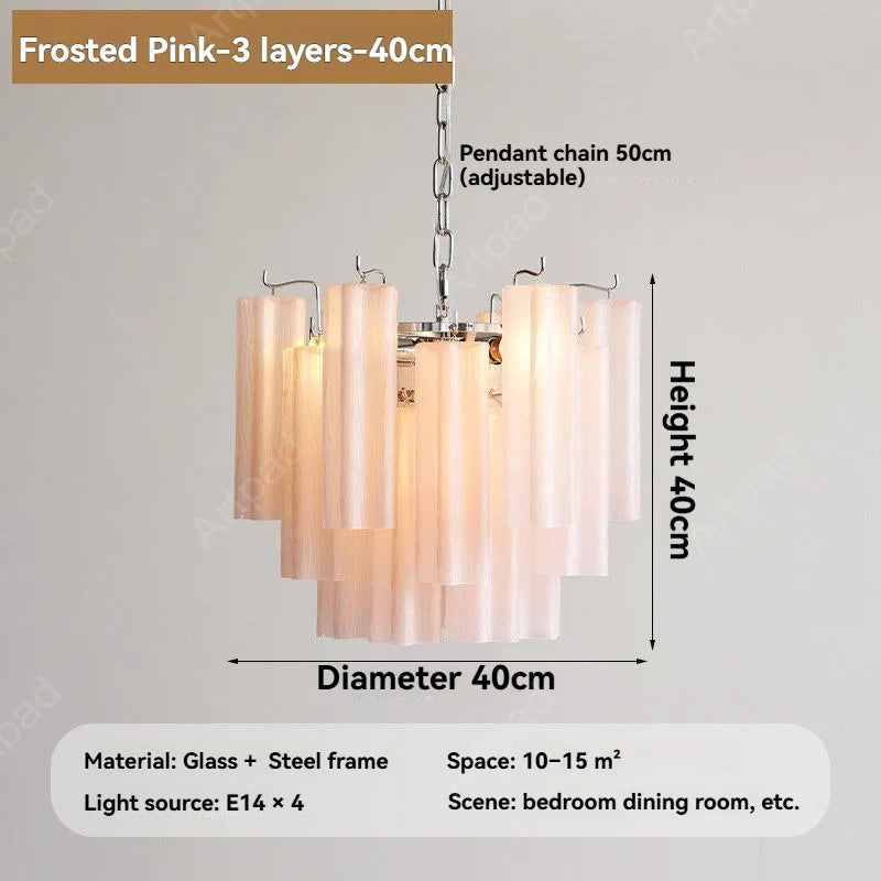 Round Murano Glass Chandelier Crystal Tube LED Ceiling Light for Living Room Dining Room Bedroom Luxury Modern Home Decor Lamp