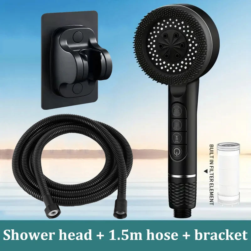 Four-speed Adjustment Shower Booster Shower Head Bathroom Household Water Heater Bath Handheld Shower Head Bracket Set
