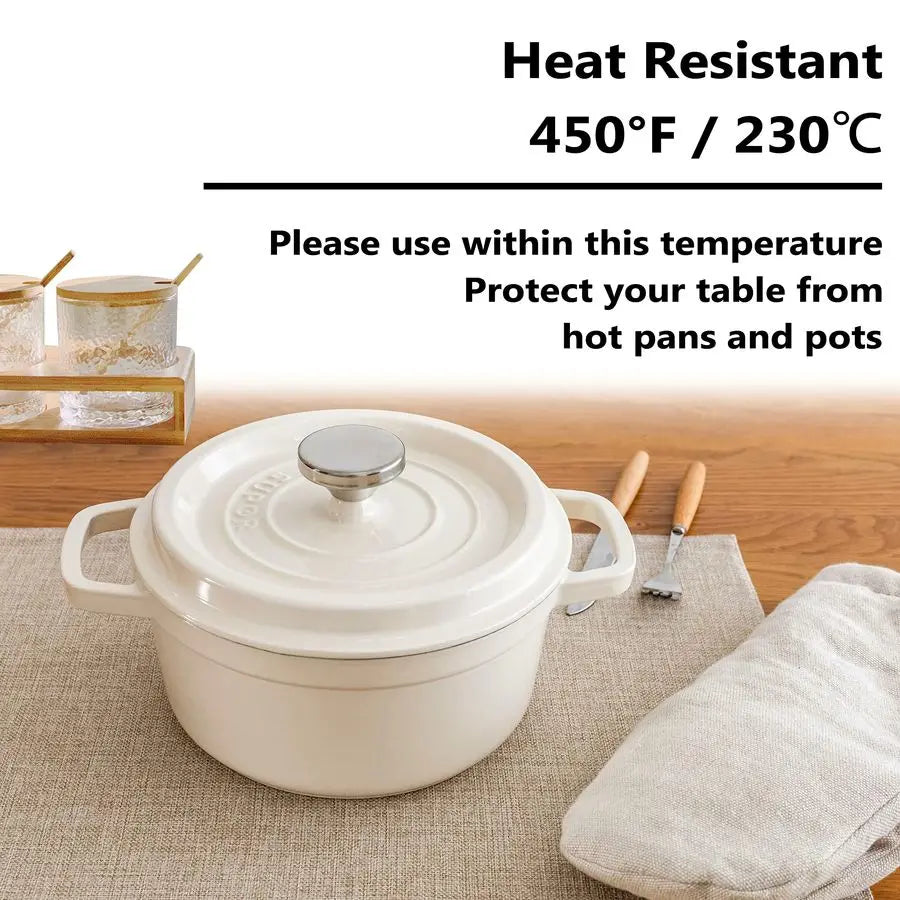 Placemats Set of 8 Heat Resistant Dining Table Place Mats Plate Mat Cloth Placemats Kitchen Table Mats Indoor Outdoor, Light Lin