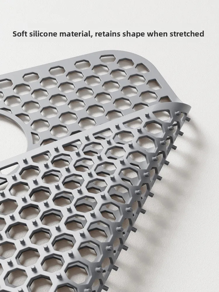 Kitchen Sink Silicone Mat Anti-Scratch Honeycomb Pad Dishwashing Basin Hollow Bottom Draining Pad Non-Slip Sink Mat